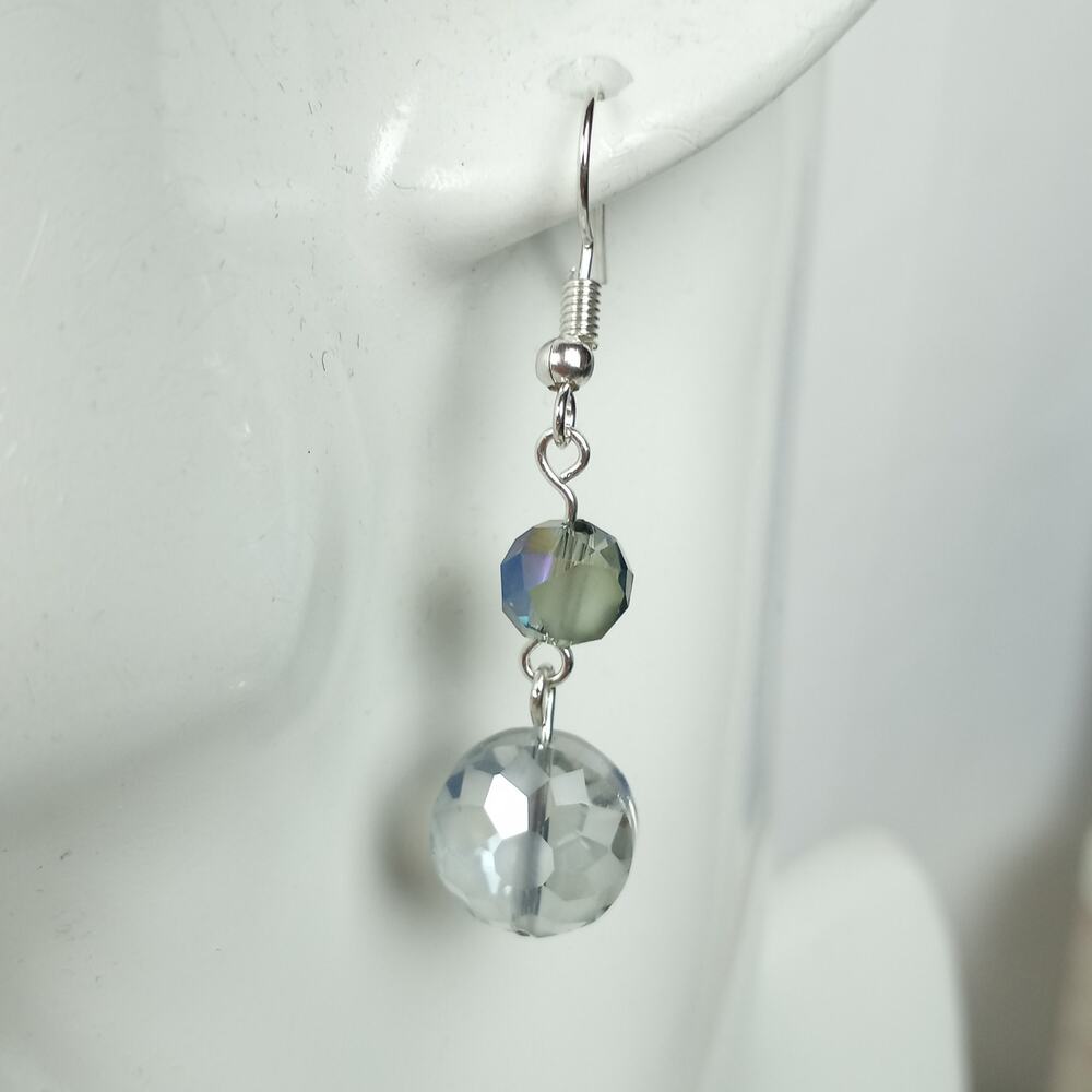 HANDMADE   Sparkling Flower Etched Crystal Earrings  Glam Dressy Formal